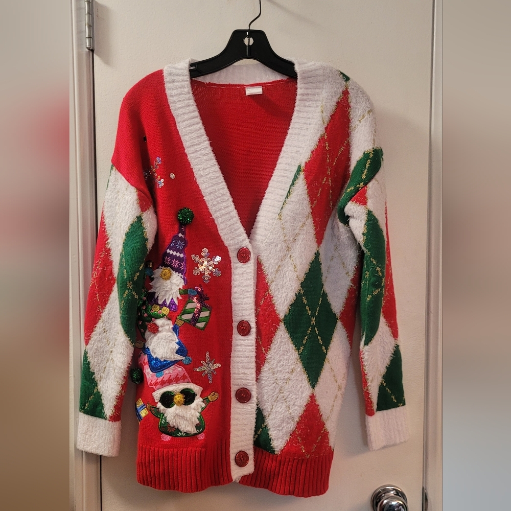 Festive Red and Green Women's Sweater Noams
